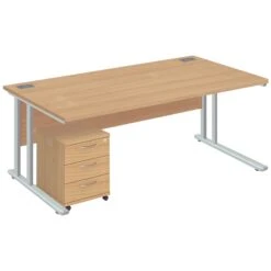 Commerce II Deluxe Rectangular Office Desks With Mobile Pedestal