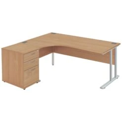 NEXT DAY Commerce II Deluxe Ergonomic Desk With Desk High Pedestal