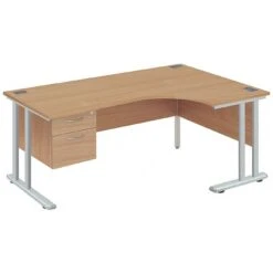 Commerce II Deluxe Ergonomic Office Desks With Fixed Pedestal