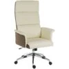 Elegance High Back Leather Look Executive Chair Cream -Office Furniture 054787
