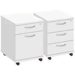Commerce II White Low Mobile Pedestals
