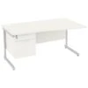 Next Day Vogue White Wave Cantilever Desks With Single Fixed Pedestal -Office Furniture 061496