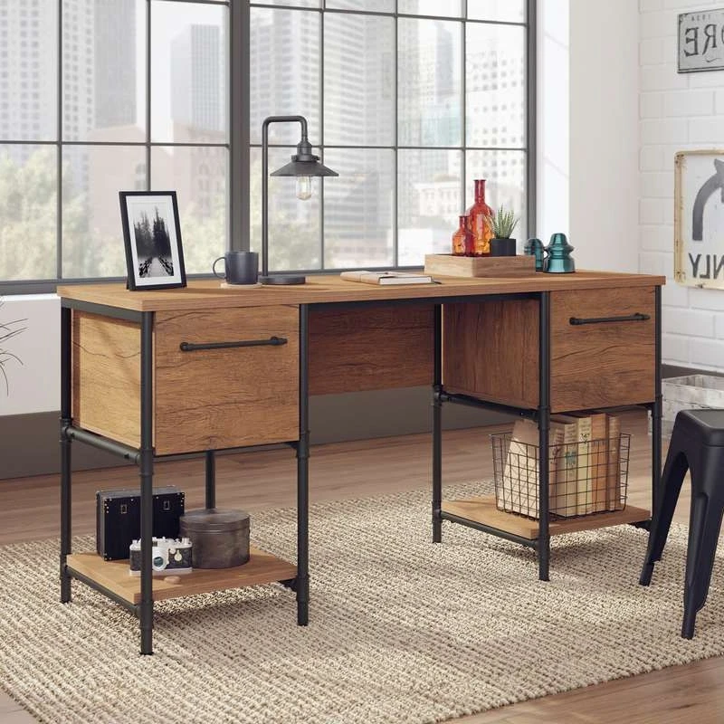 Fabrica Industrial Style Double Pedestal Desk 3 Fabrica Industrial Style Double Pedestal Desk